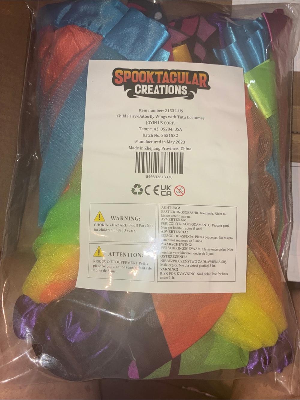 Spooktacular Creations Rainbow Fairy Butterfly Wings with Tutu Set